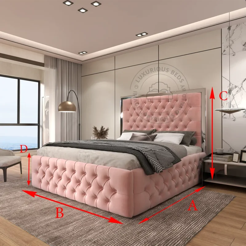 Chesterfield Mirror Bed Frame's Dimensions